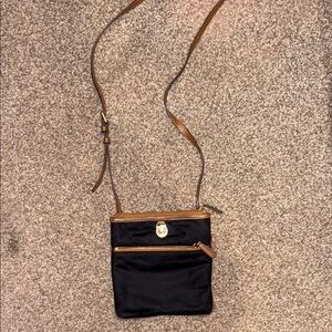 Michael Kors Black and Brown Crossbody Bag with Adjustable Strap